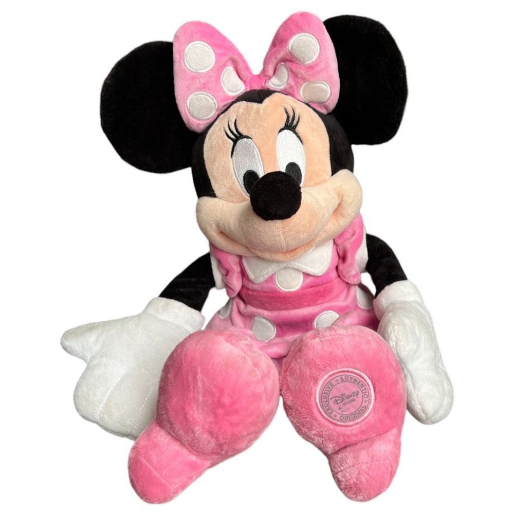 18" DISNEY Minnie Mouse Plush Pink Polka Dot Dress & Bow White Bloomers Stuffed